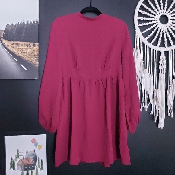 SHEIN Burgundy Wine Mini Long Sleeve Dress Size Large - Picture 1 of 6